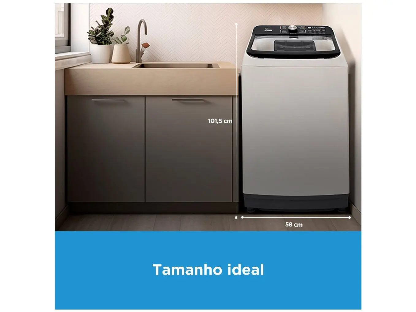 Máquina de Lavar Roupas Midea 15kg Branca Automática Lava Edredom Wave Agitador 110/220V - Imagem 3