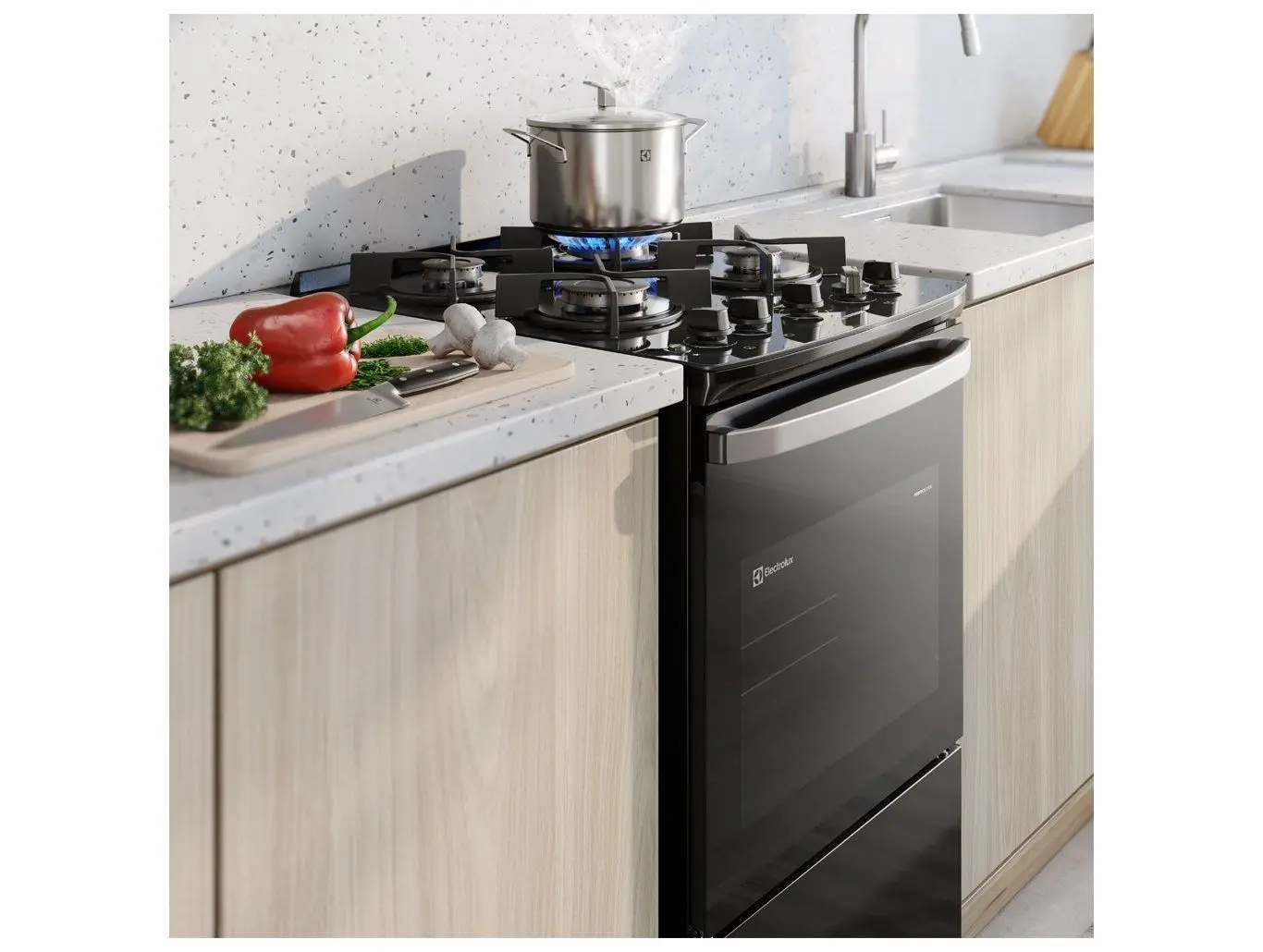 Fogão 4 bocas Electrolux Preto Efficient Mesa Vidro, Tripla Chama e PerfectCook (FE4GB) 110/220V - Imagem 3