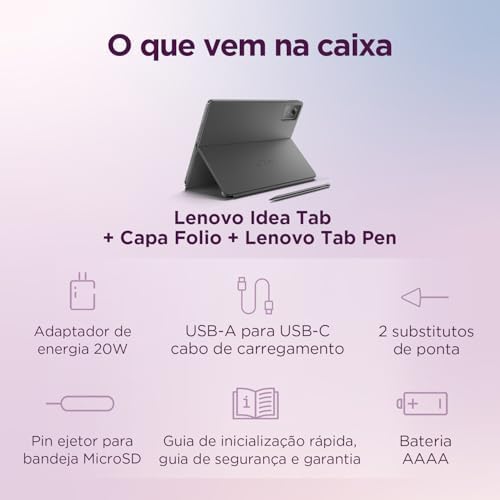 Tablet Lenovo Idea Tab 11" 90Hz - Octa-Core, 4GB RAM, 128GB, Wi-Fi 5, Android 15, Caneta e Capa - Imagem 4