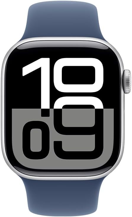 Apple Watch Series 10 GPS • Caixa prateada de alumínio – 42 mm • Pulseira esportiva denim – M/G - Imagem 2