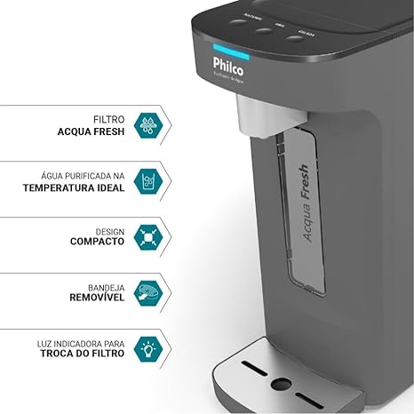 Purificador de Água Natural e Gelada Philco Ppu12c Cinza Bivolt - Imagem 2
