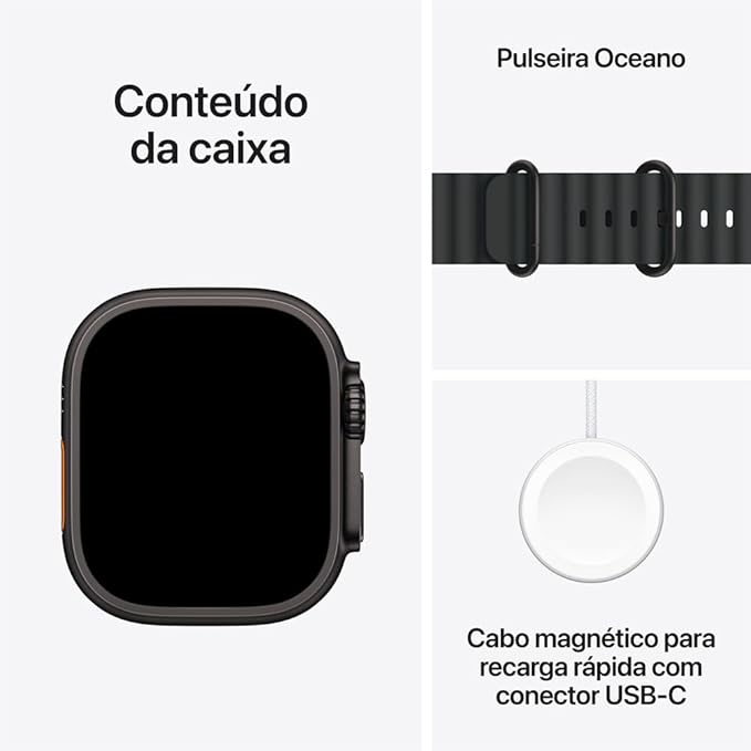 Apple Watch Ultra 3 GPS + Cellular, Caixa em titânio preto de 49 mm com Bracelete Ocean preta - Imagem 6