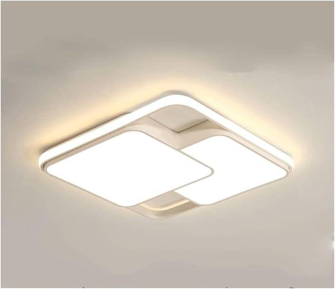Luminária Lustre De LED Sobrepor Quadrada Bivolt 32W 3 Em 1 Com Luz Central Dupla Com Memorização de Cor Ideal Para Salas, Quartos, Cozinha Escritórios (Branco)