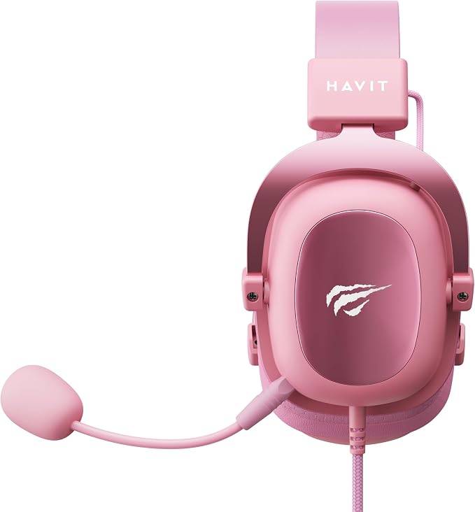 Havit Headphone Fone de Ouvido H2002d Pink, Gamer, com Microfone, Falante 53mm, Plug 3, 5mm: compatível com XBOX ONE e PS4, HAVIT, HV-H2002d Cor Rosa - Imagem 3