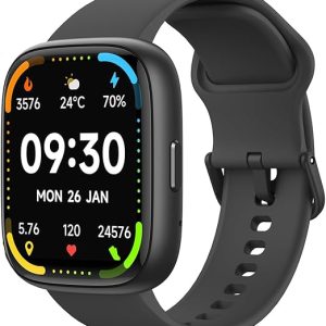 Bettdow SmartWatch, relogio smartwatch com Ecrã tátil e Alexa, à prova d'água IP68, relogio feminino e masculino, com 100+ modo esportivo e recebimento de notificações(preto)