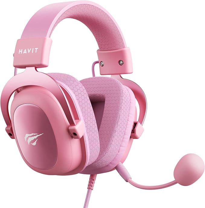 Havit Headphone Fone de Ouvido H2002d Pink, Gamer, com Microfone, Falante 53mm, Plug 3, 5mm: compatível com XBOX ONE e PS4, HAVIT, HV-H2002d Cor Rosa - Imagem 4