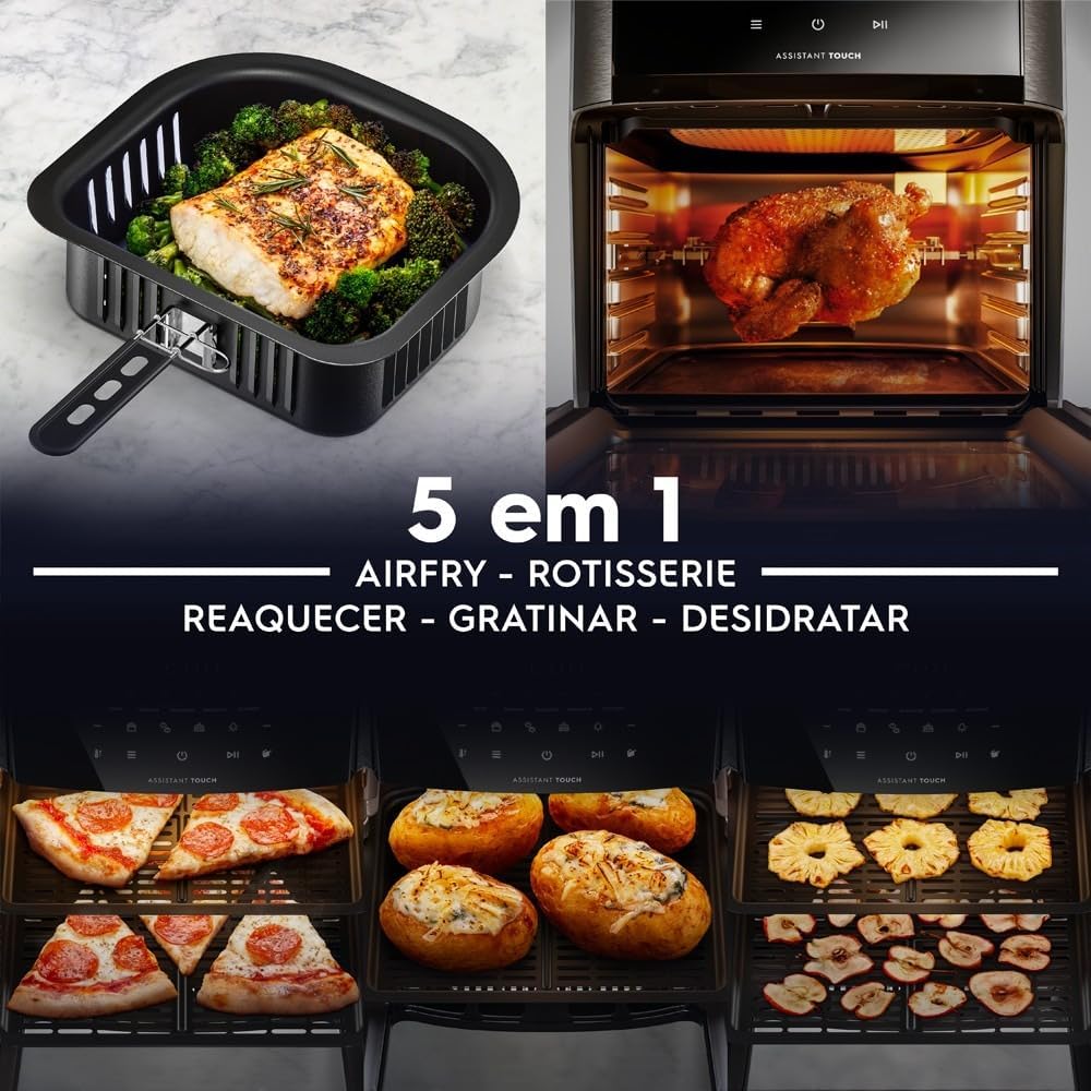 Fritadeira Elétrica sem oleo Forno Oven Airfryer 12L digital receita programada 2 bandejas espeto giratório 1700W Electrolux EAF90 Grafite 127v por Rita Lobo - Imagem 4