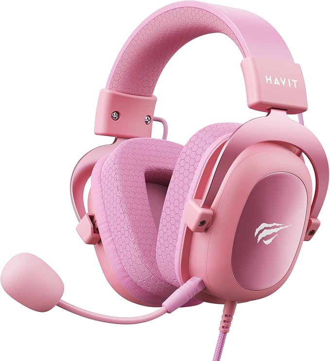 Havit Headphone Fone de Ouvido H2002d Pink, Gamer, com Microfone, Falante 53mm, Plug 3, 5mm: compatível com XBOX ONE e PS4, HAVIT, HV-H2002d Cor Rosa - Imagem 2