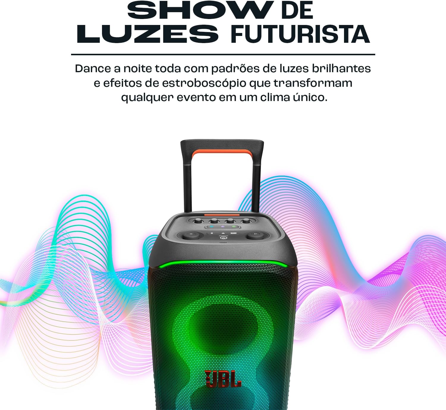 JBL, Caixa de Som, PartyBox Stage 320, Bluetooth, Portátil, Show de Luzes, À Prova de Respingos - 240W RMS - Preta - Imagem 4