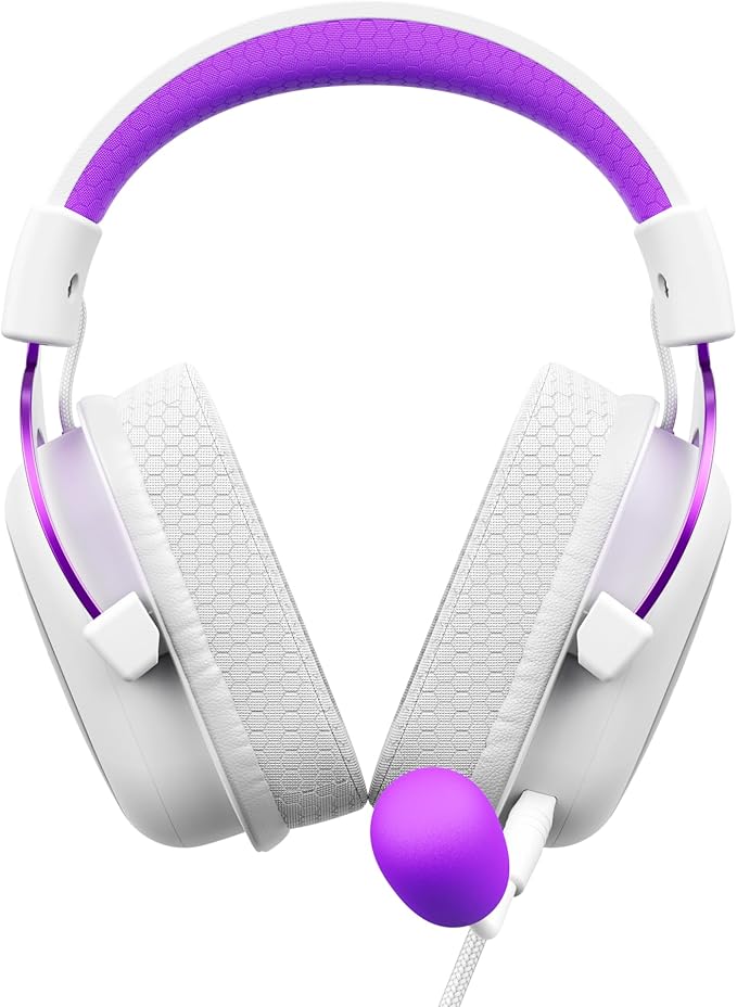 Havit Headphone Fone de Ouvido H2002d Purple, Gamer, com Microfone, Falante 53mm, Plug 3, 5mm: compatível com XBOX ONE e PS4, HAVIT, HV-H2002d Cor Roxo e Branco