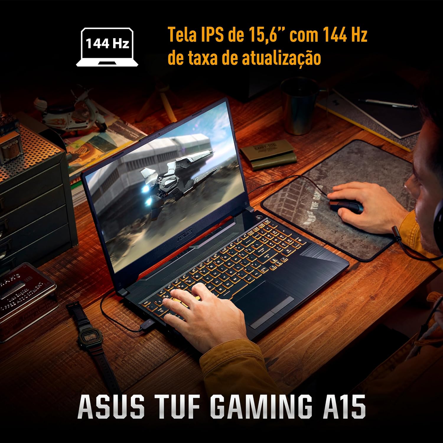 Notebook Gamer ASUS TUF Gaming A15, RTX3050 AMD RYZEN 7, 16 GB, 512 GB SSD, W11 Home, 15.6'' IPS 144Hz, Graphite Black - FA506NCG-HN217W - Imagem 4