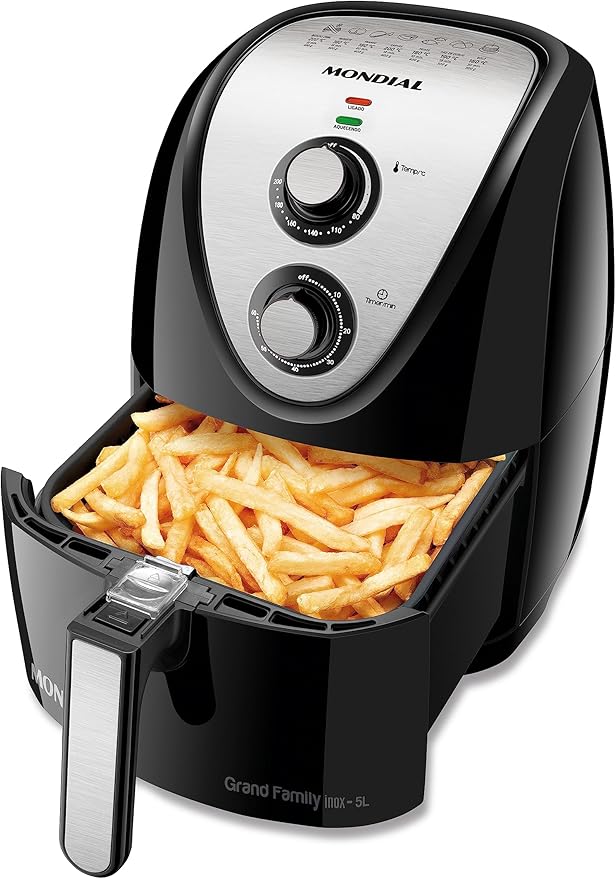 MONDIAL Fritadeira Sem Óleo Grand Family Inox - 5L, 127V, Preto, 1900W - AFN-50-BI