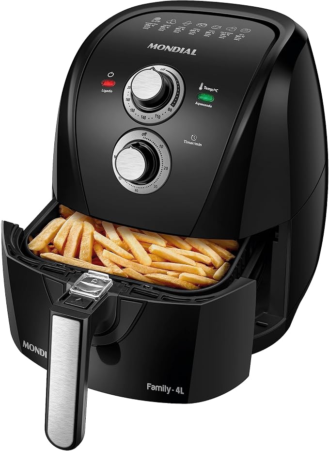 MONDIAL Fritadeira Sem Óleo Air Fryer 4L, Preto/Prata, 1500W, 220V - AFN-40-BFS
