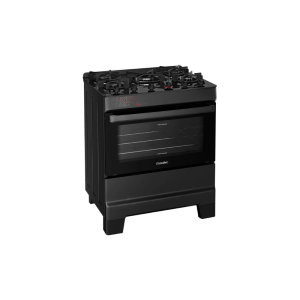 Fogão 5 Bocas Esmaltec Preto Mesa de Vidro Esmaltec Ideal Top Glass 110/220V