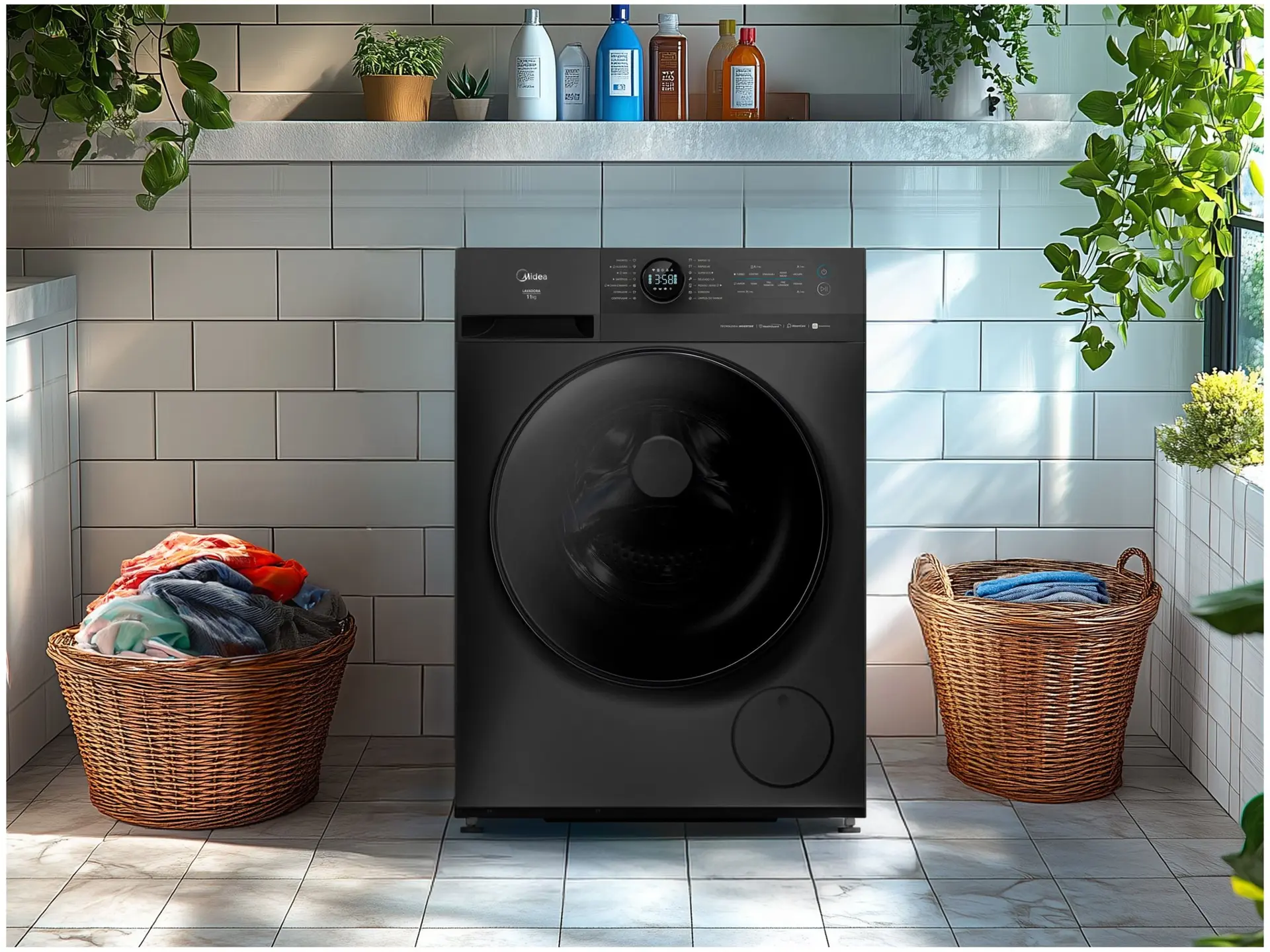 Lavadora de Roupas Midea Slim 11kg HealthGuard Smart Inverter Água Fria e Quente Titanium MF201W110WB/GK-01 110/220V - Imagem 4