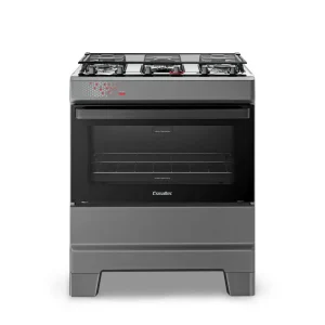 Fogão de Piso 5 Bocas Mesa Inox Tampa De Vidro IDEAL TOP 84 Litros Bivolt Esmaltec