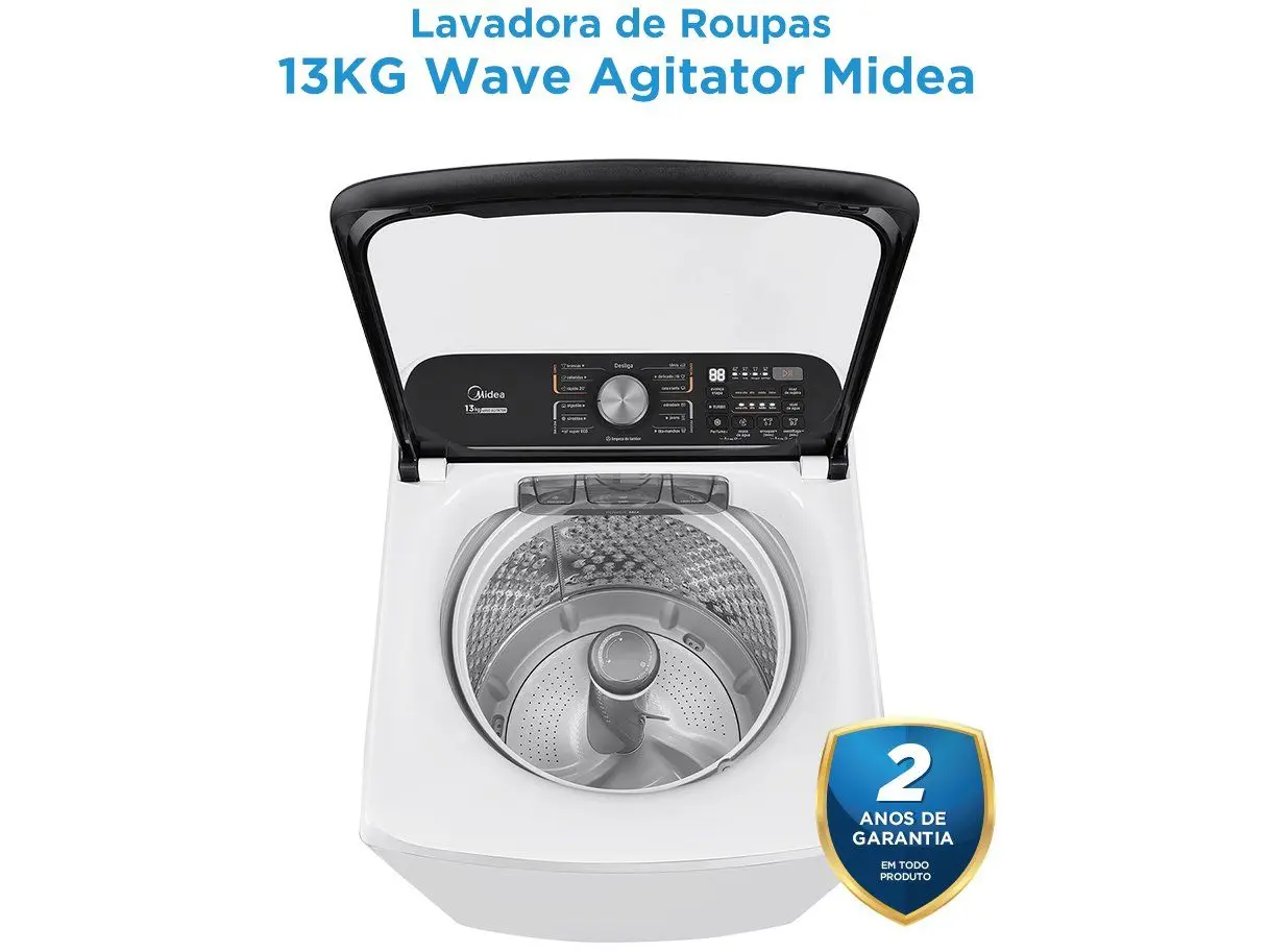 Máquina de Lavar Roupas Midea 15kg Branca Automática Lava Edredom Wave Agitador 110/220V - Imagem 5