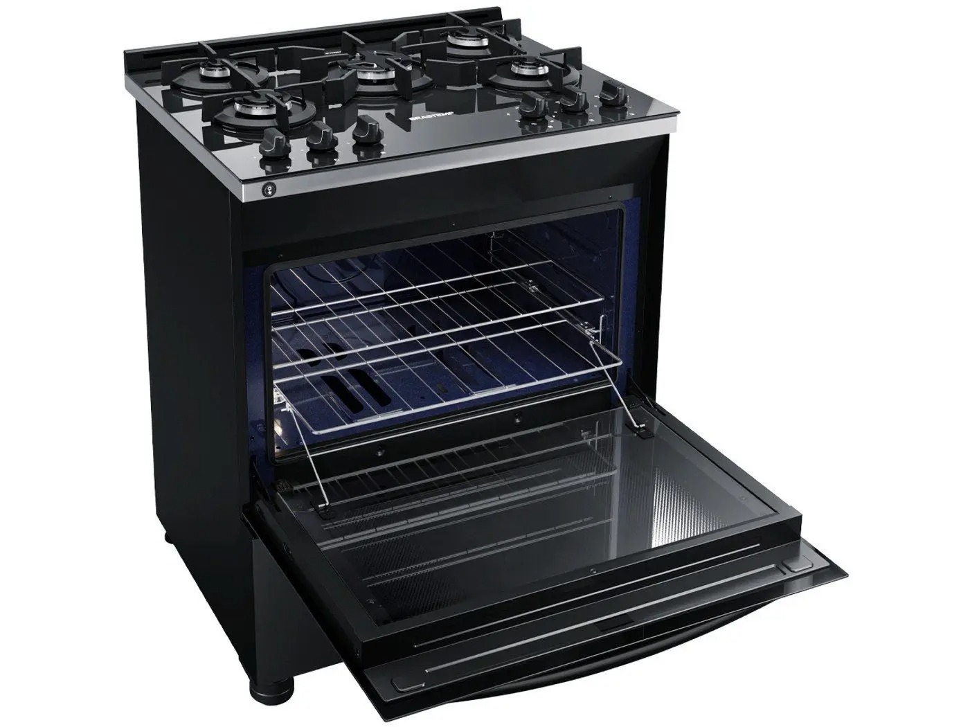 Fogão Brastemp 5 Bocas Preto Com Mesa de Vidro e Turbo Chama - BFS5VCE 110/220V - Imagem 2