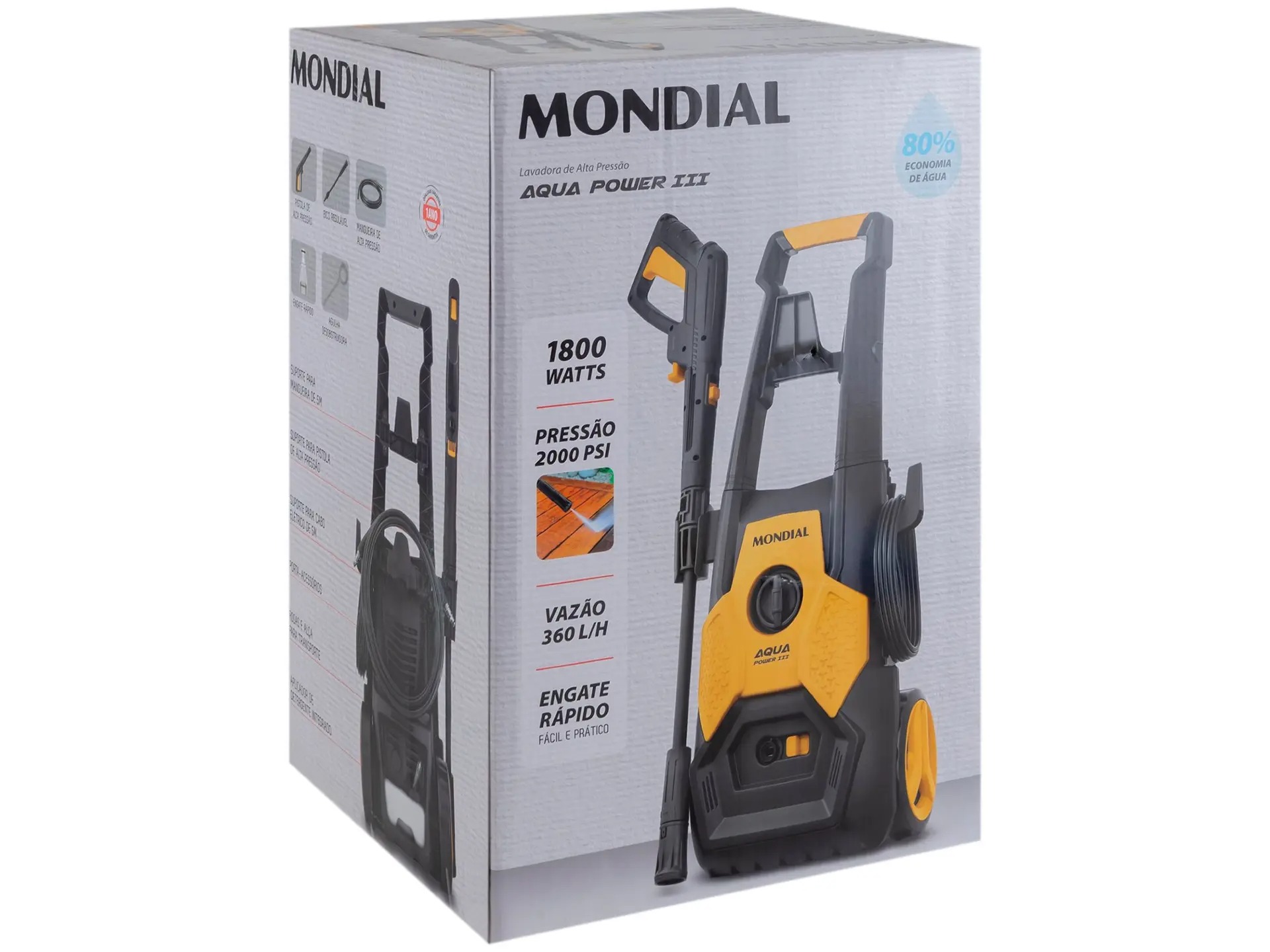 Lavadora de Alta Pressão Mondial 2000 PSI 1800W - Aqua Power III LAP-03-GY - Imagem 2