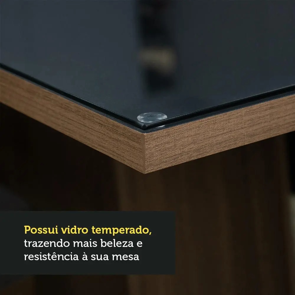 Conjunto Sala de Jantar Mesa Tampo de Vidro 6 Cadeiras Imperial Alexis Madesa - Imagem 6
