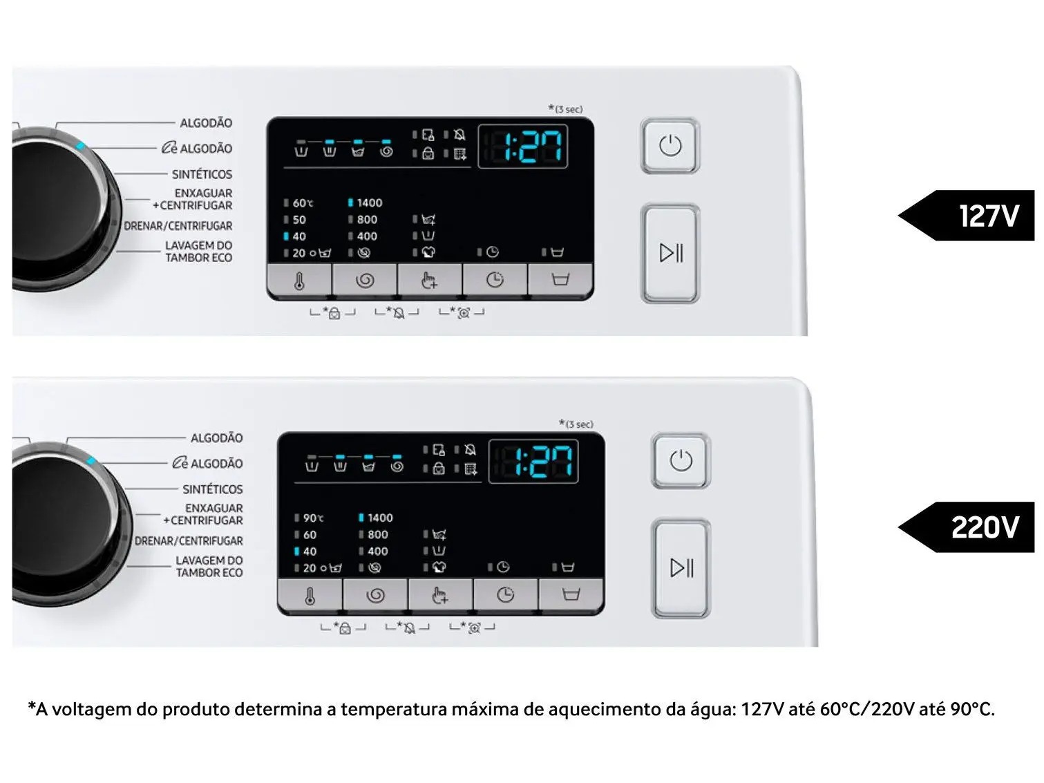 Lavadora de Roupas Samsung Inverter 11kg Cesto Inox 12 Programas de Lavagem Branca WW11T4040BE/AZ 110/220V - Imagem 7