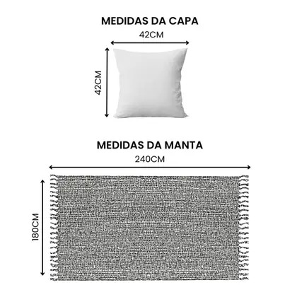Kit Manta Para Sofá Cinza + 2 Capas De Almofada Com Zíper Cor:07 - Genérico - Imagem 3