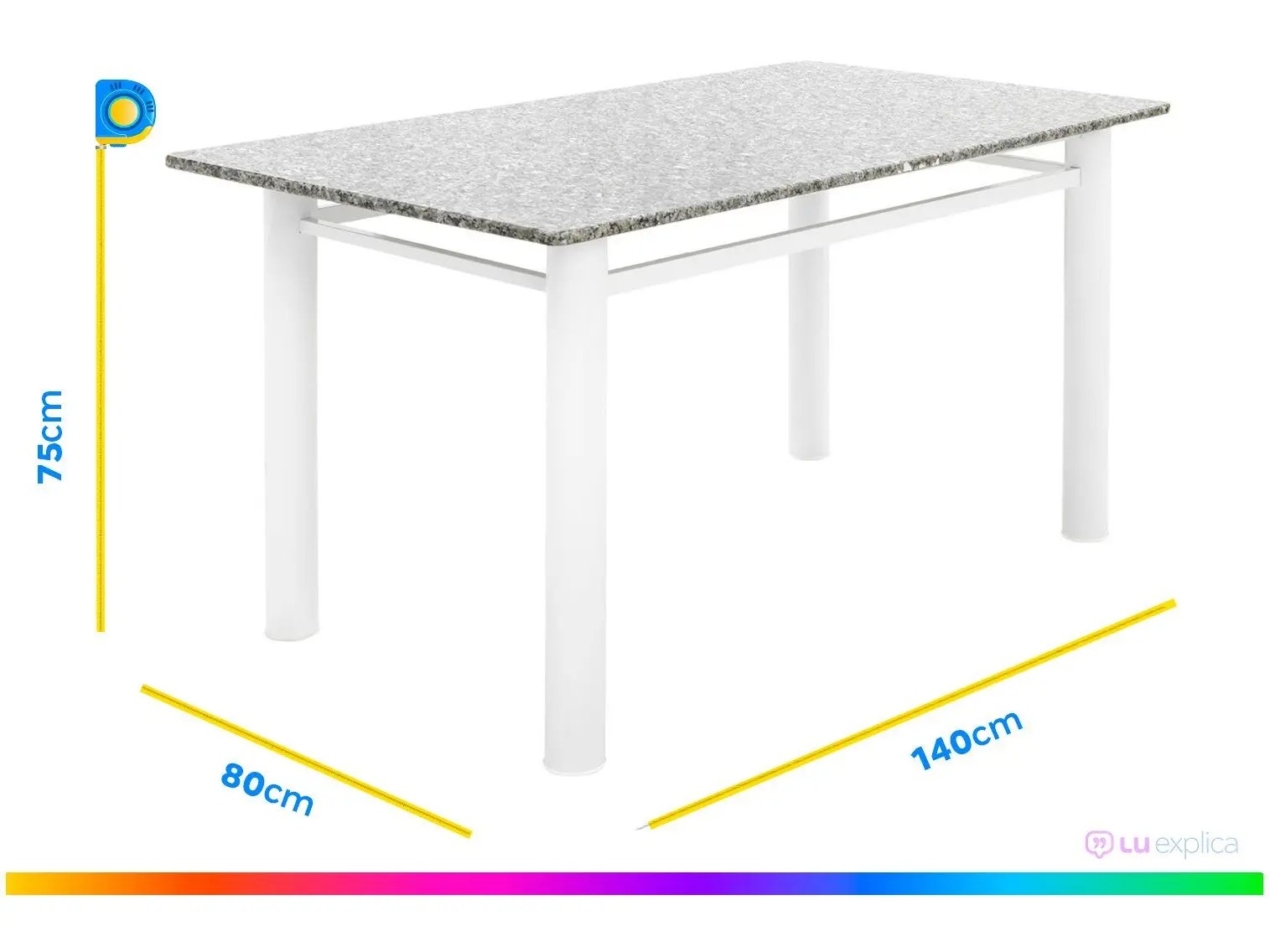 Mesa de Jantar 6 Cadeiras Retangular Aço Tampo Granito Poeme Ciplafe - Imagem 12
