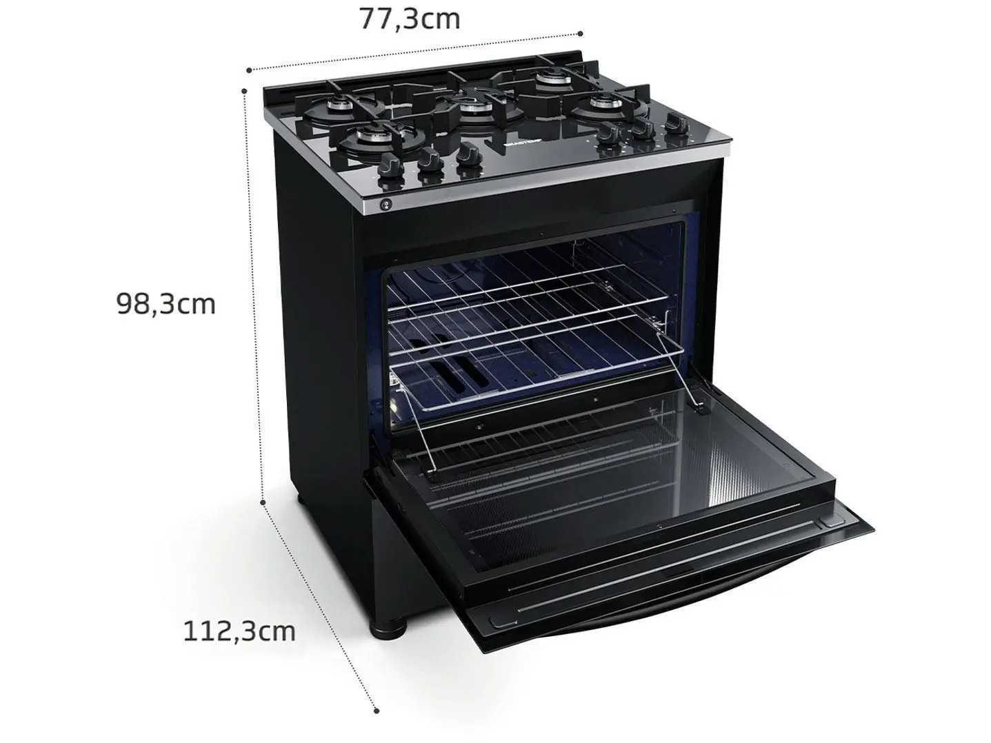 Fogão Brastemp 5 Bocas Preto Com Mesa de Vidro e Turbo Chama - BFS5VCE 110/220V - Imagem 7