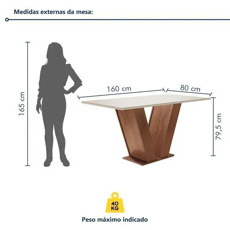 Conjunto Sala de Jantar Mesa Tampo de Vidro 6 Cadeiras Espanha Yescasa - Imagem 9