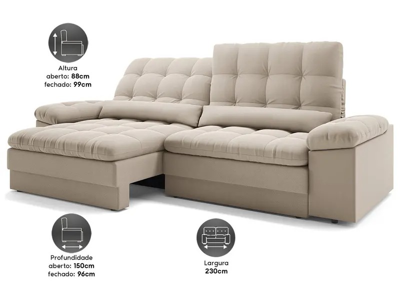 Sofá 4 Lugares Retrátil Reclinável Velosuede Cristal Next Sofás - Imagem 3