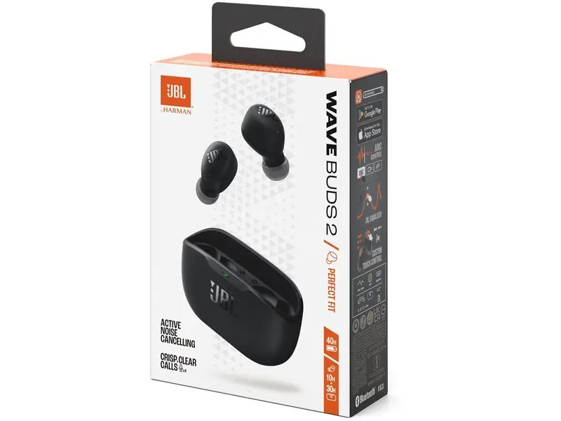 Fone de Ouvido JBL Wave Buds 2, Cancelamento de Ruído, Bateria Até 40 Horas, Bluetooth 5.3, Conexão Multipontos, IP54, Preto - JBLWBUDS2BLK - Imagem 7