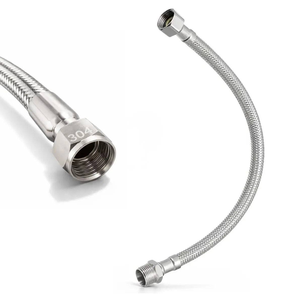 Tubo flexível mangueira inox 1.1/4 pol 100cm macho e fêmea - EQUIPOOLS