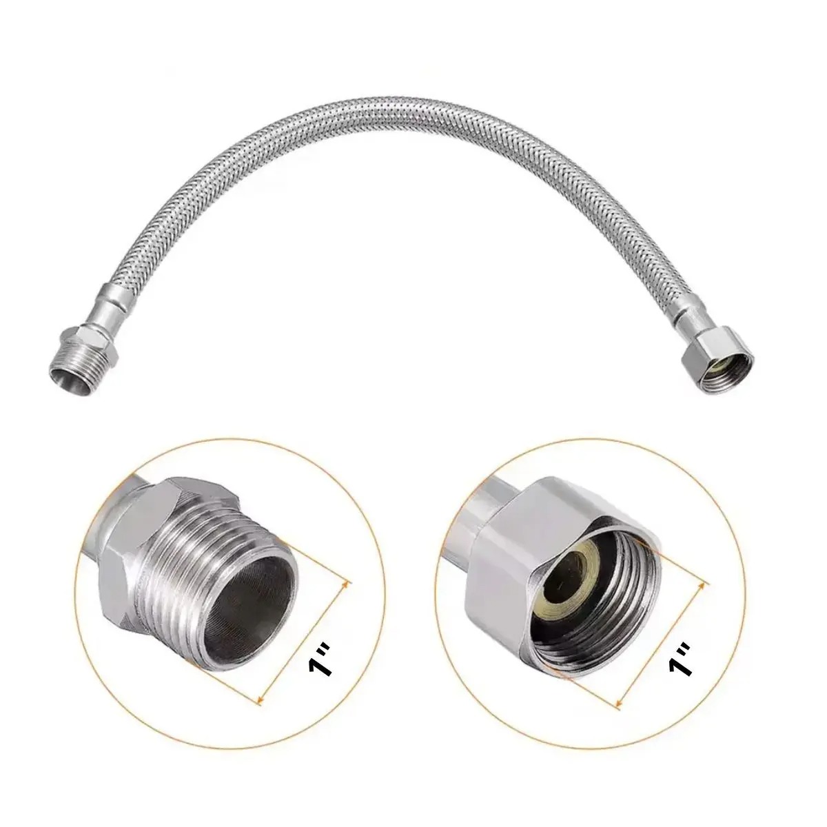 Tubo flexível mangueira inox 1.1/4 pol 100cm macho e fêmea - EQUIPOOLS - Imagem 3
