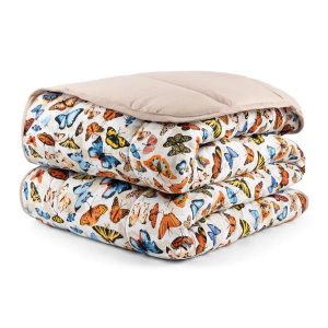 Edredom Solteiro Malha 100% Algodão Fio Penteado Dupla Face Estampado Bege - Camaria