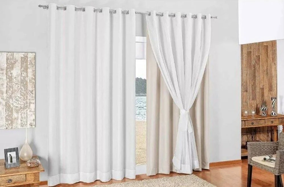 Cortina Gelo Modelo Lisboa 4 metros sala quarto 4,00 x 2,80 bloqueia luz e vento - BruceBaby Bordados - Imagem 3