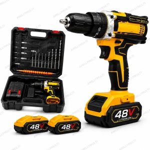 Parafusadeira Furadeira De Impacto 48V 80 N.M. Profissional 2 Baterias 8000 mAh Com Maleta - compatível
