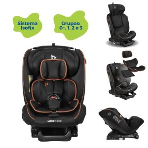 Cadeirinha Cadeira De Bebê Isofix Para Carro Infantil Auto 0 a 36kg g0 g1 g2 g3 Infantil Preta Cinto Regulável Litet
