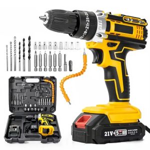 Parafusadeira Furadeira 21v Com 2 Baterias Bivolt Profissional 60Hz Sem Fio Com Maleta De Ferramentas Linha Premium - AERO HOME