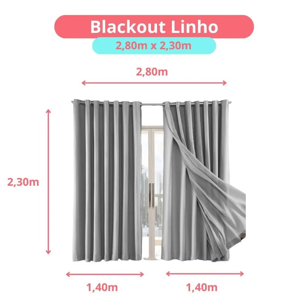 Cortina Gaze de Linho com Blackout em Tecido 2,80m x 1,70m Para Janela Quarto e Sala - Marias Enxoval Cortinas - Imagem 2