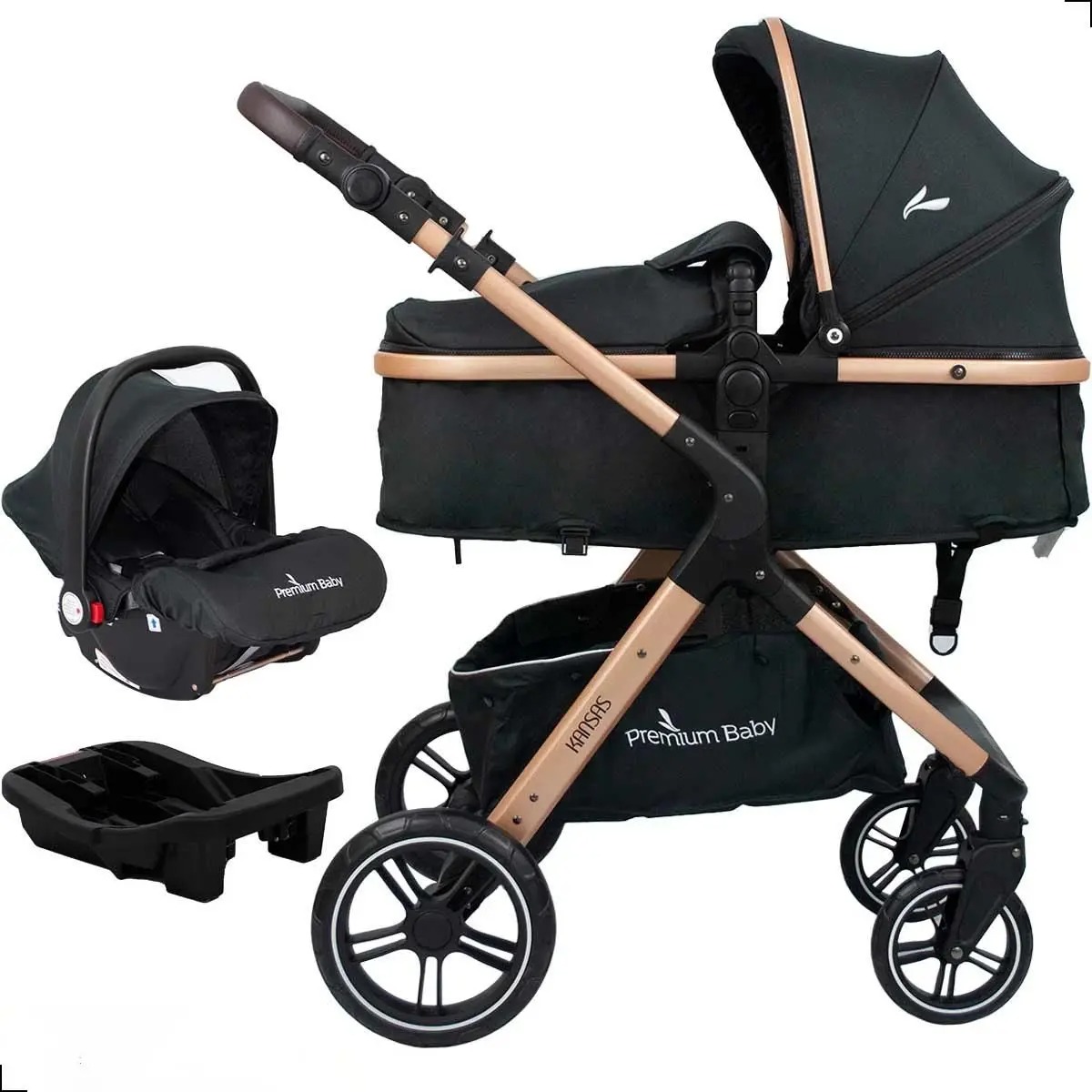 Carrinho Kansas Gold Premium Baby Com Bebê Conforto E Base - Imagem 4