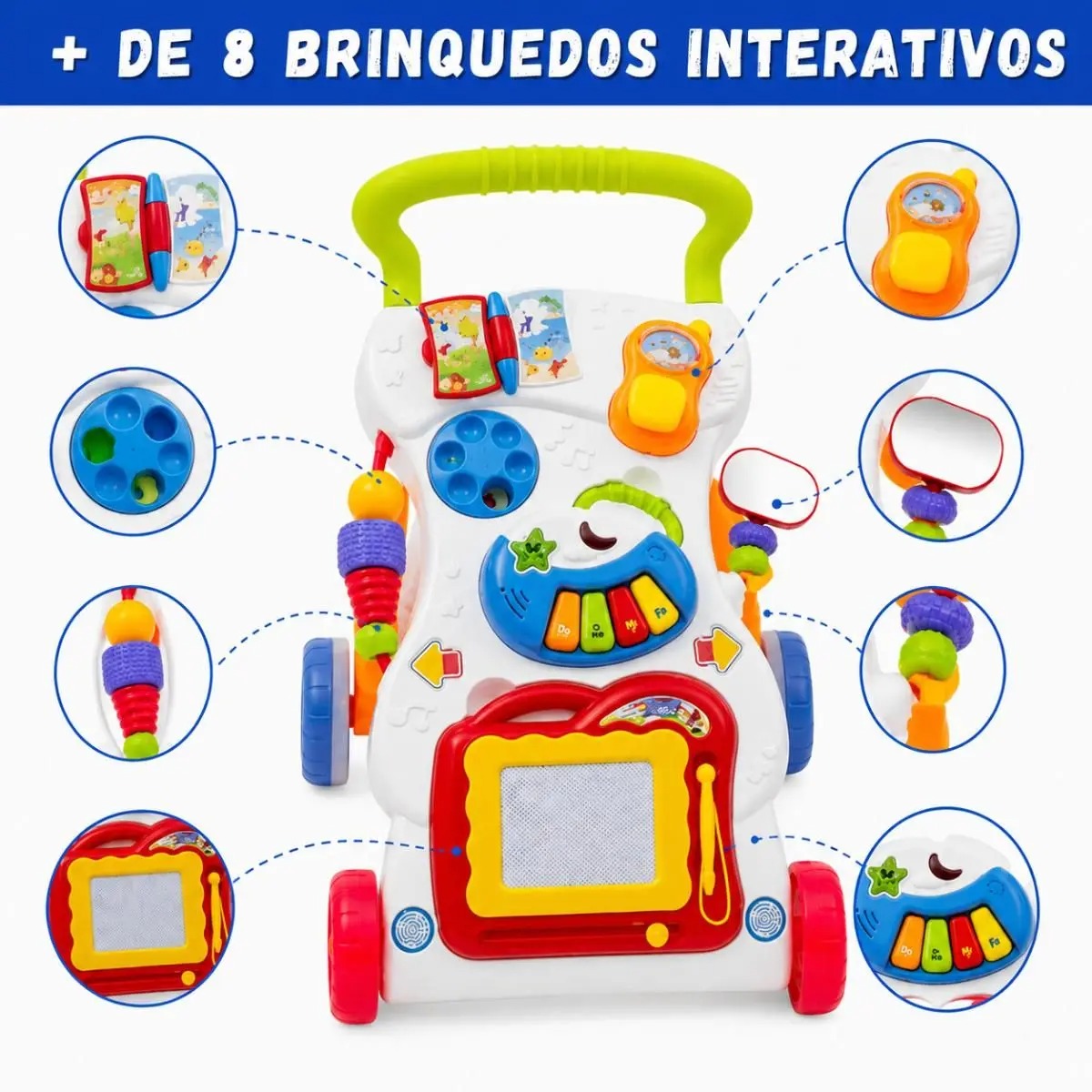 Andador Infantil Bebê Musical Didático e Centro de Atividades com Brinquedos de 6 a 18 Meses - Tapuzim - Imagem 2