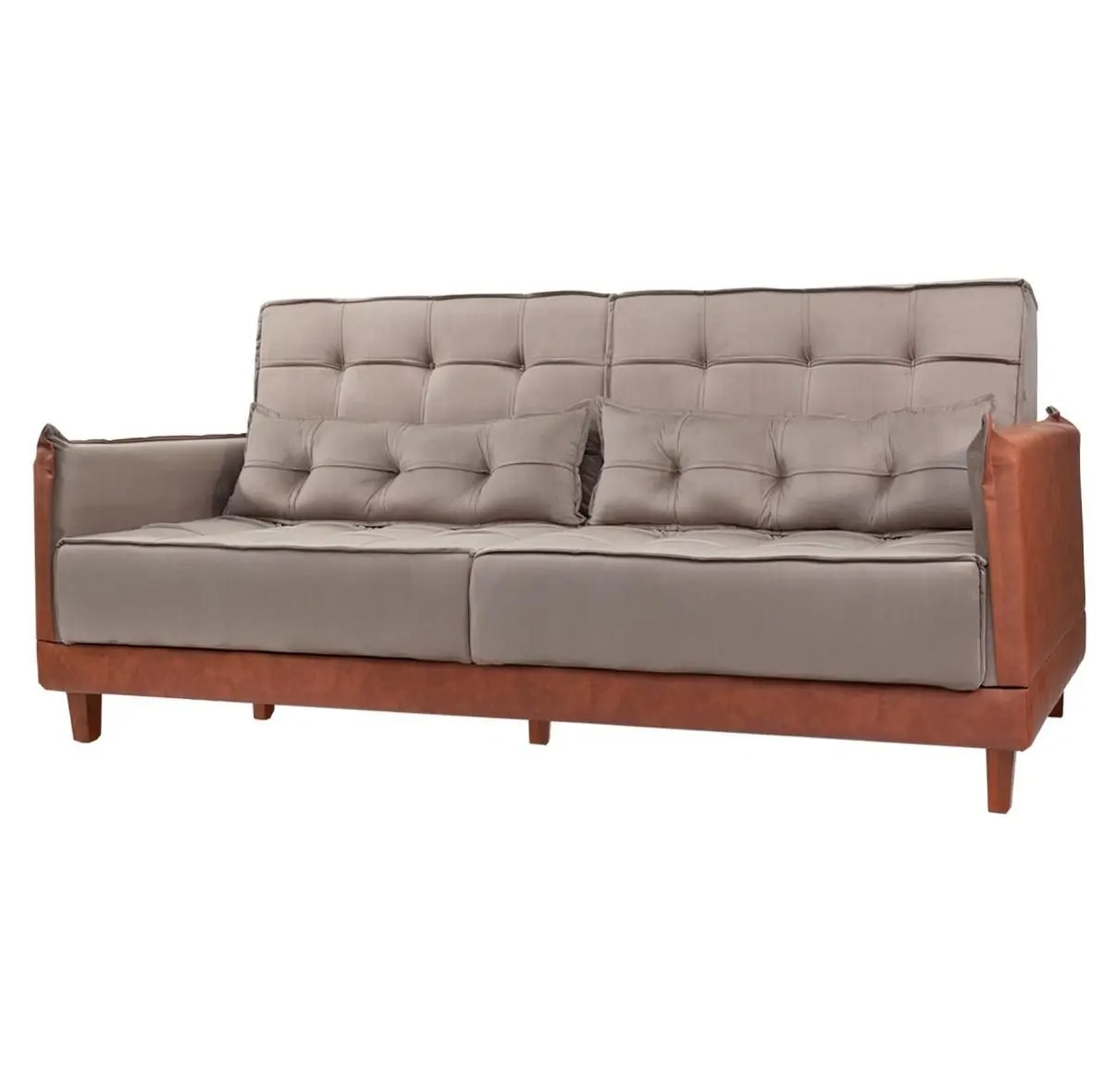 Sofá Cama Casal 210cm Sala de Estar Quarto de Hóspedes D28 Madeira Eucalipto Lateral material sintético Arizona - MS DECOR - Imagem 3