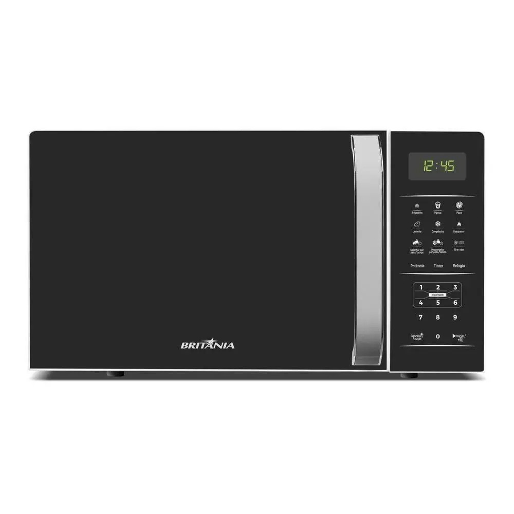 Micro-ondas de Bancada Britânia BMO23 20L 1100W Pintura Limpa Fácil Preto 110/220V