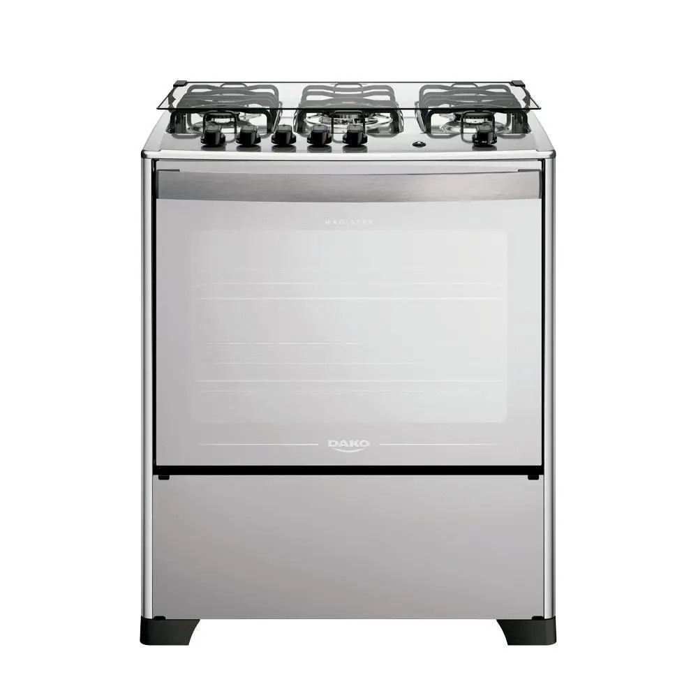 Fogão 5 Bocas Dako Magister Style Espelhado Com Mesa Inox Preto Bivolt