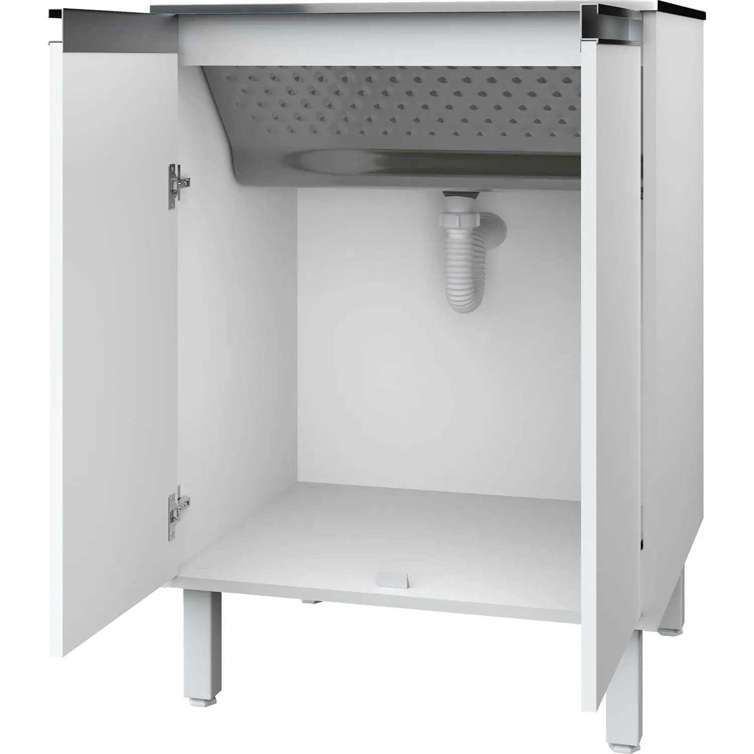 Tanque de Lavar Roupa Inox 46 Litros com Gabinete MDF Branco 60cm Entregue Montado - EJV Shoop - Imagem 4