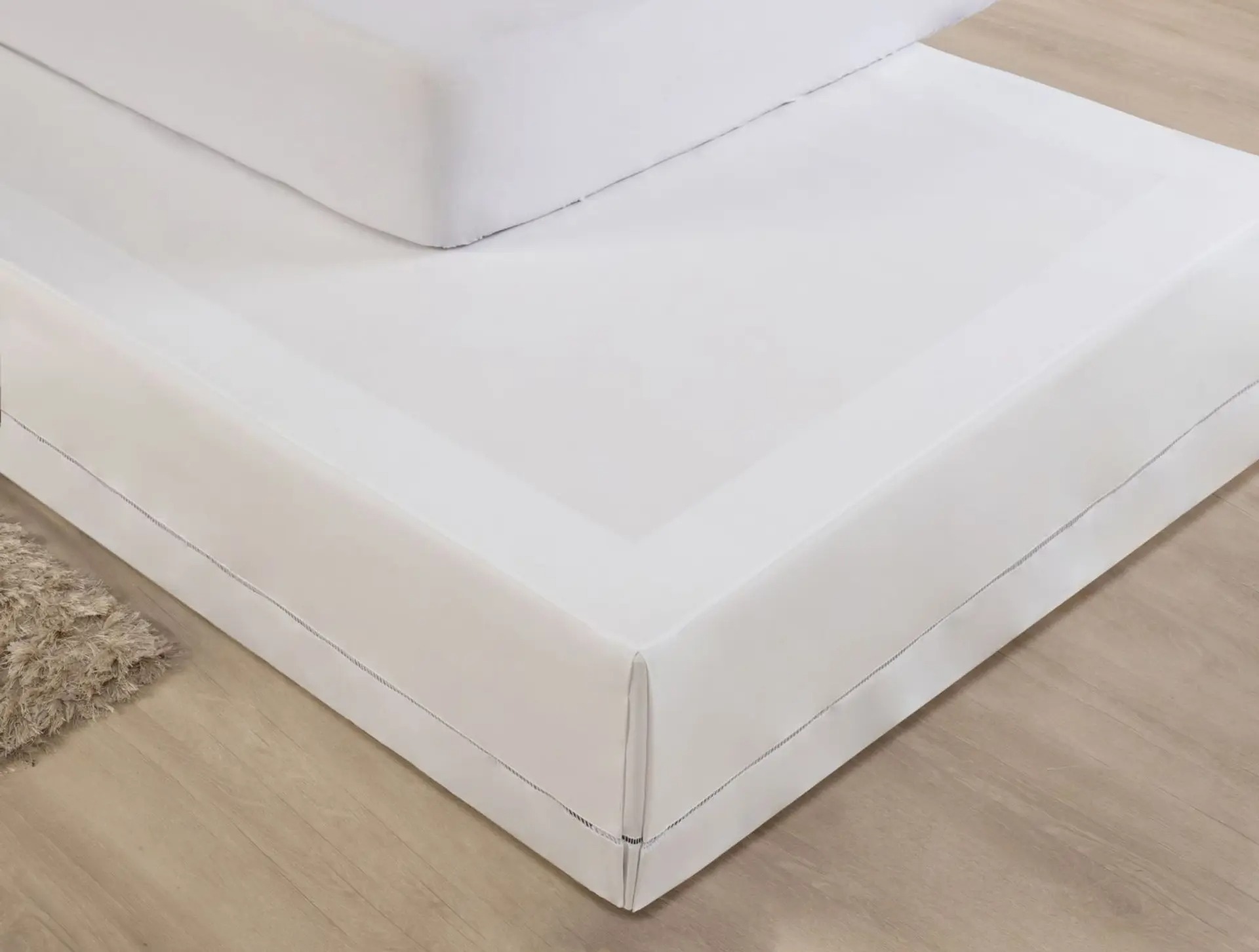 Saia para Cama Box Queen Size em Percal 200 Fios com Ponto Palito - DAVY ENXOVAIS - Imagem 3