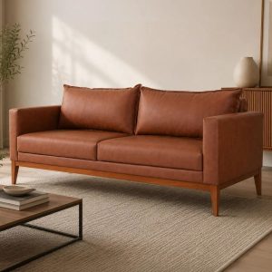 Sofá 3 Lugares 2m Material Sintético Retrô Elegante Recepções Escritórios Sala Estar Living Classic - MS DECOR