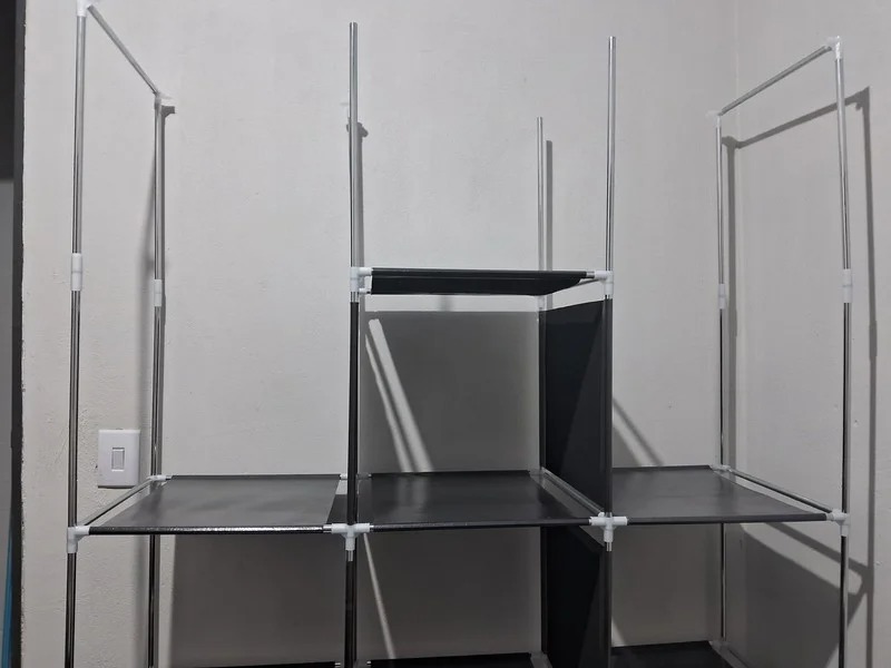 Armário Guarda Roupa Organizador Dobrável Desmontável Portátil de 3 colunas Cinza Suporta 30Kg - Genérica - Imagem 2