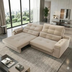 Sofá Retrátil Reclinável 3 Lugares USB Porta-Copos Suede 2,00m Santiago - Cialar