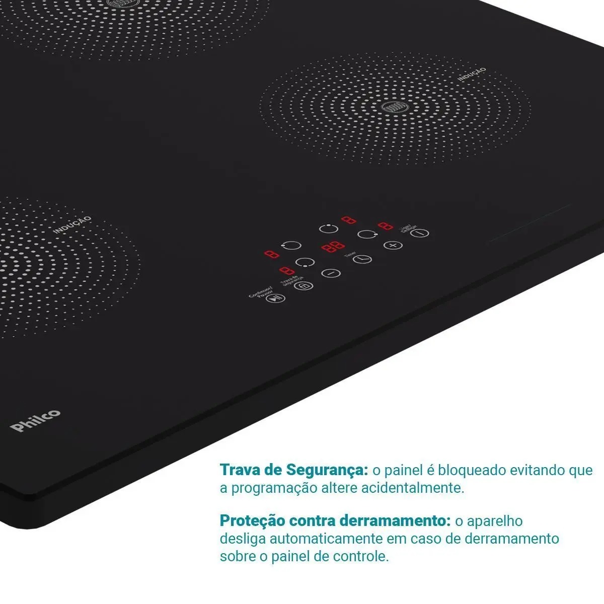 Fogão Cooktop Indução Philco PCT40A Preto 4 Bocas Vidro Cerâmico Touch 9 Níveis 110/220V - Imagem 6